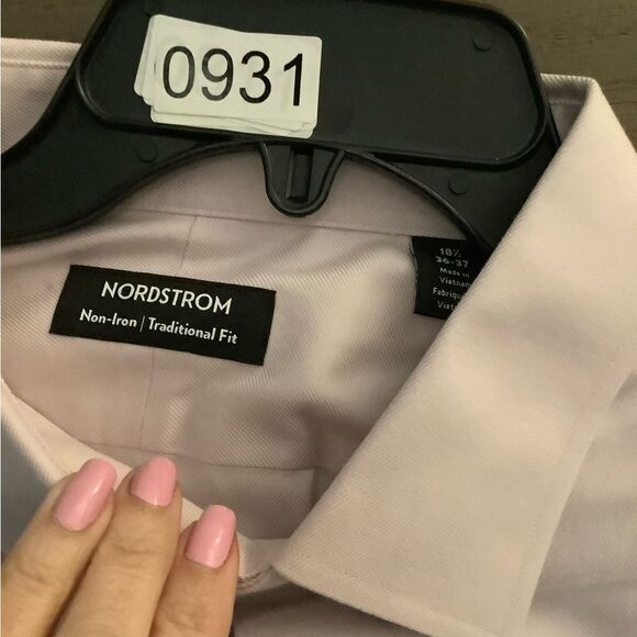 NWT Mens Nordstrom Non-iron Skirt Sz 18 1/2 Blush/pink - Picture 5 of 7